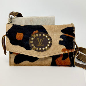 
                
                    Load image into Gallery viewer, Large Leopard Hide &amp;#39;Jordan&amp;#39; Crossbody with Genuine LV Patch By Keep It Gypsy
                
            
