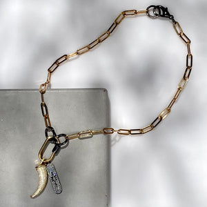 18" Gold Paperclip Chain Charm Necklace