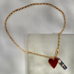 18" Red Heart Cross Charm Necklace