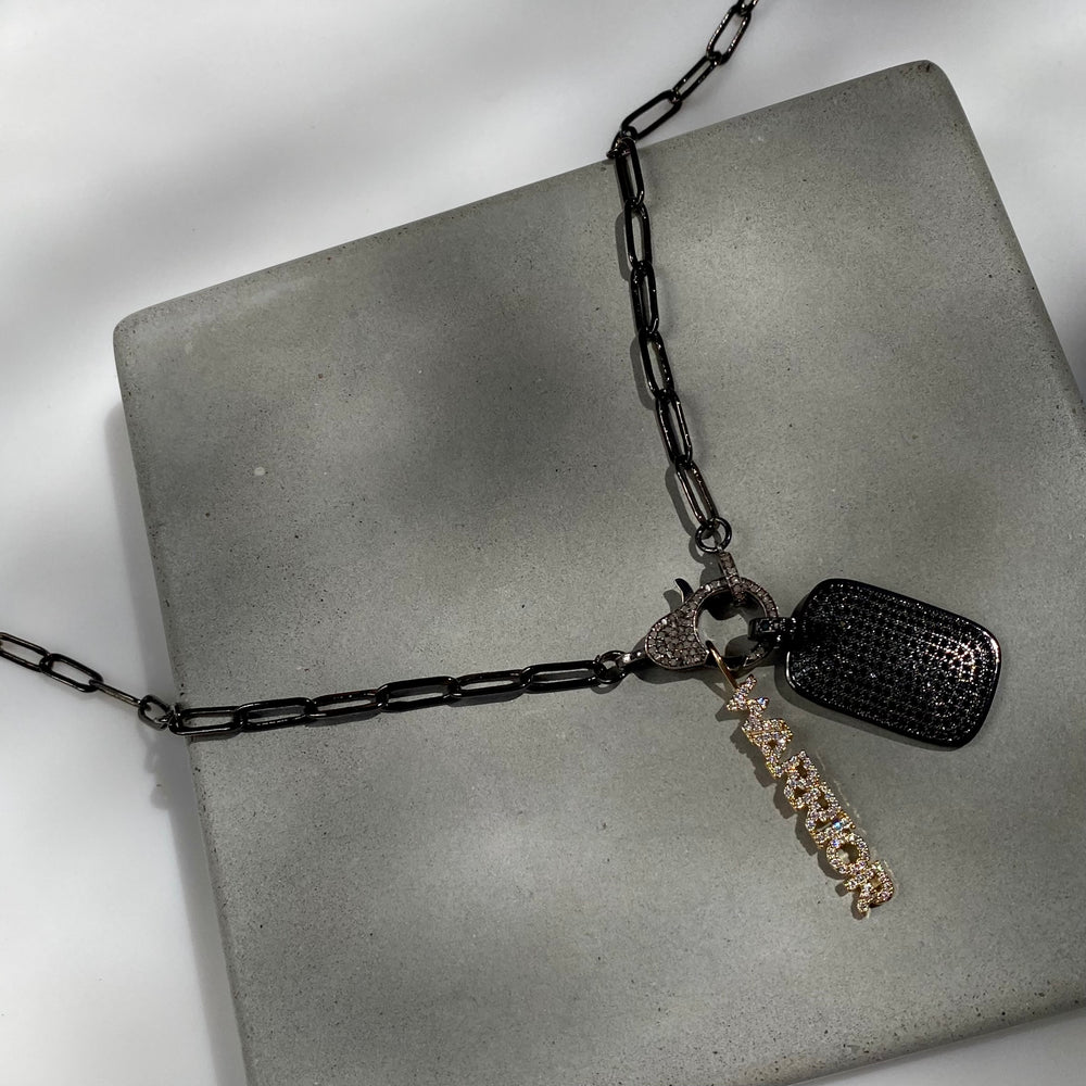 24" Gun Metal Chain Charm Necklace- Warrior