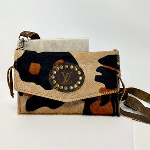 
                
                    Load image into Gallery viewer, Large Leopard Hide &amp;#39;Jordan&amp;#39; Crossbody with Genuine LV Patch By Keep It Gypsy
                
            